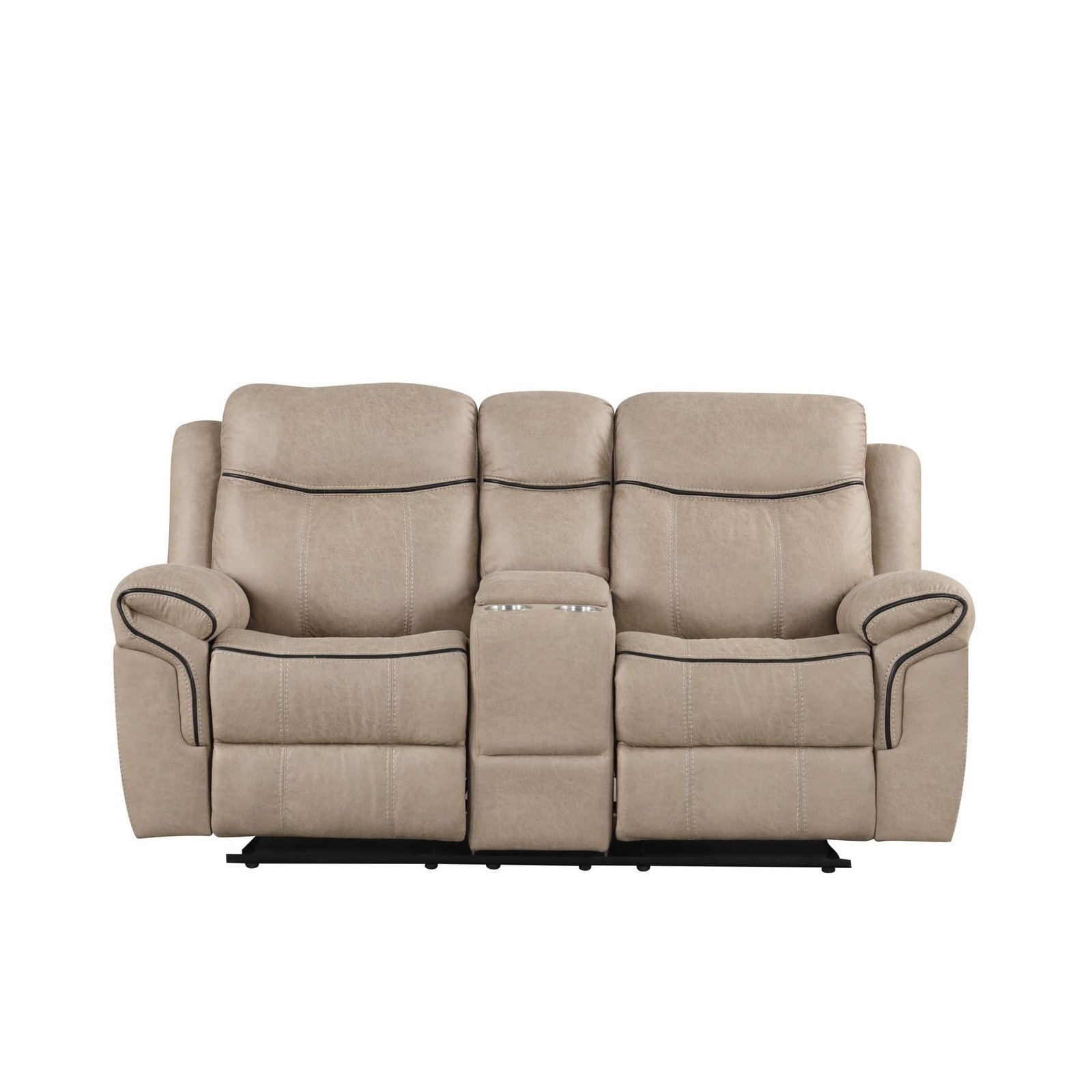Generation Trade Boulder 689421 Reclining Console Loveseat - Light Brown Generation Trade Boulder 689421 Reclining Console Loveseat - Light Brown