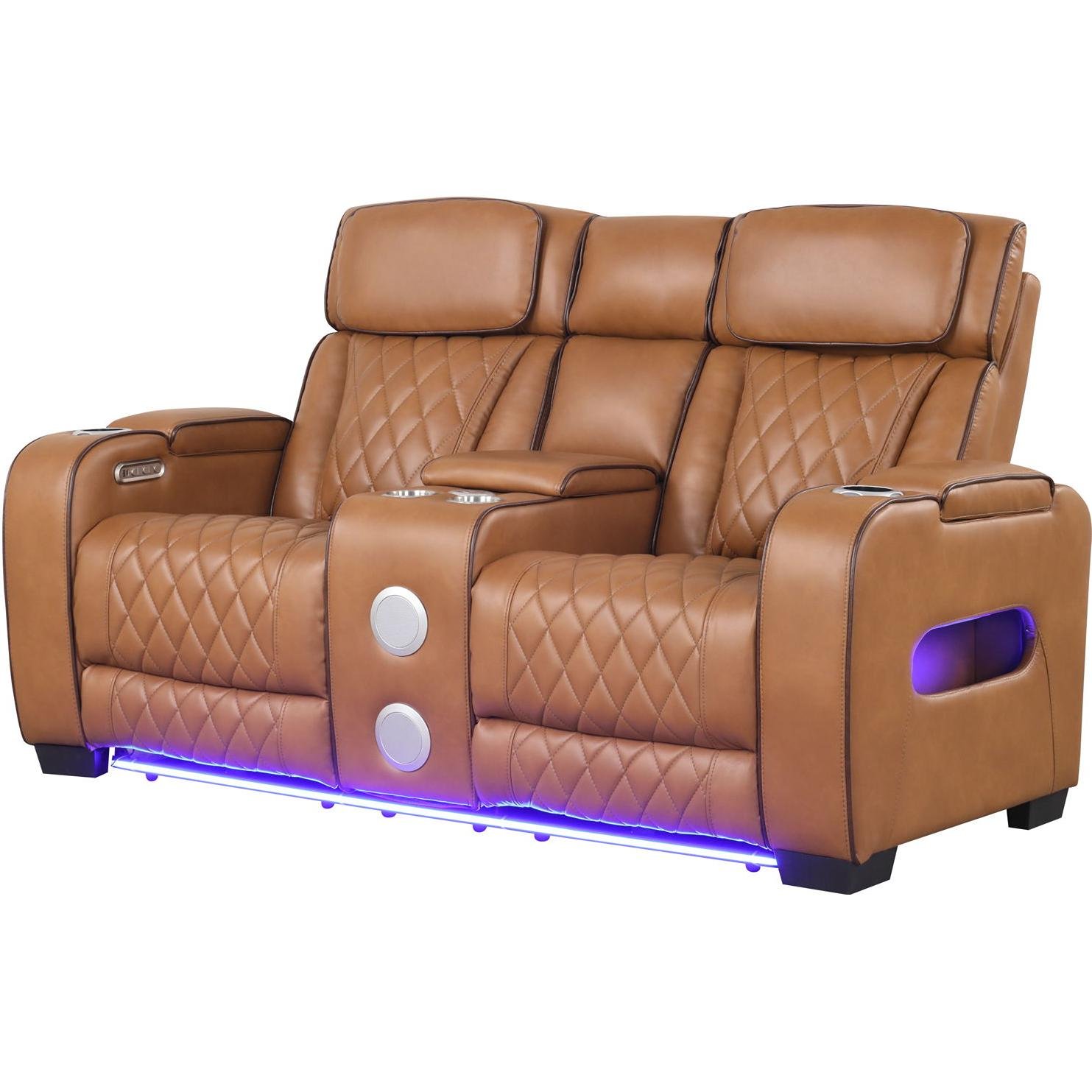 Generation Trade Titan 668391 Power Console Loveseat - Brown Generation Trade Titan 668391 Power Console Loveseat - Brown