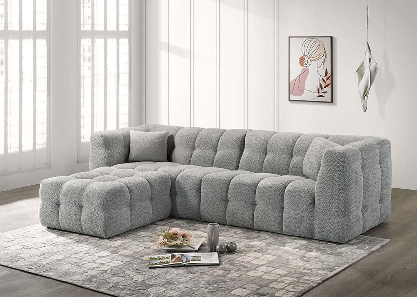Juniper Modern Sectional Sofa with Chaise Grey - Saleem Furniture Mart Juniper Modern Sectional Sofa with Chaise Grey - Saleem Furniture Mart