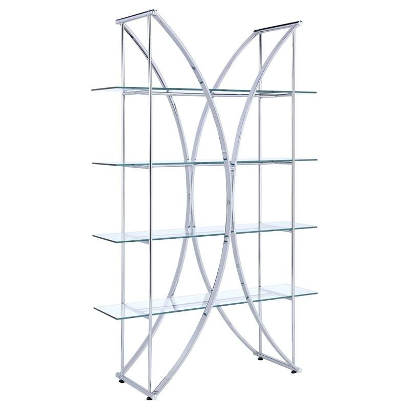 Larson 910050 73-inch 4-shelf Glass Bookshelf - Chrome Larson 910050 73-inch 4-shelf Glass Bookshelf - Chrome