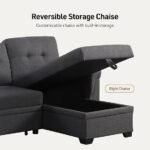 Lucca Linen Dark Gray Reversible Sleeper Sectional - Saleem Furniture Mart