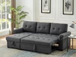 Lucca Linen Dark Gray Reversible Sleeper Sectional - Saleem Furniture Mart