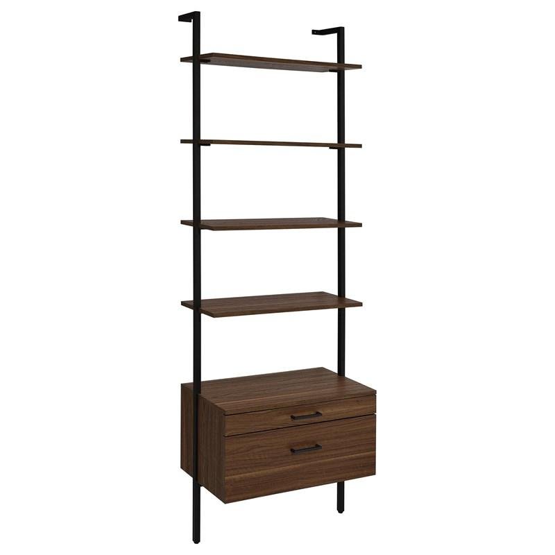 Owens 980074 96-inch 4-shelf Storage Wall Bookshelf - Walnut Owens 980074 96-inch 4-shelf Storage Wall Bookshelf - Walnut