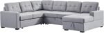 Salene Light Grey Sleeper Sectional Sofa With Storage Chaise - Saleem Furniture Mart