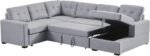 Salene Light Grey Sleeper Sectional Sofa With Storage Chaise - Saleem Furniture Mart