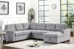 Salene Light Grey Sleeper Sectional Sofa With Storage Chaise - Saleem Furniture Mart