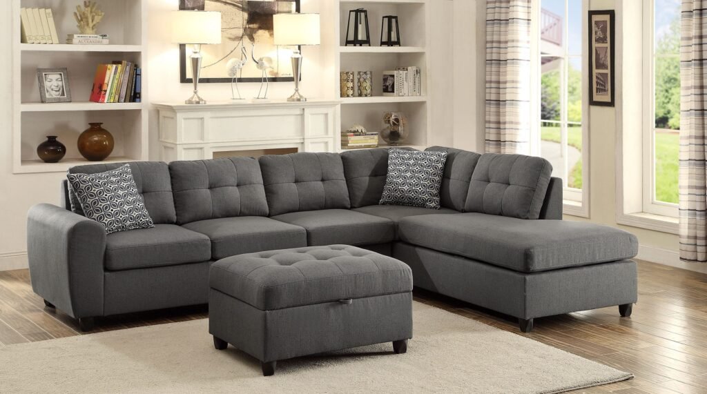 Stonenesse Sectional Sofa with Storage Ottoman Set Grey - Saleem Furniture Mart