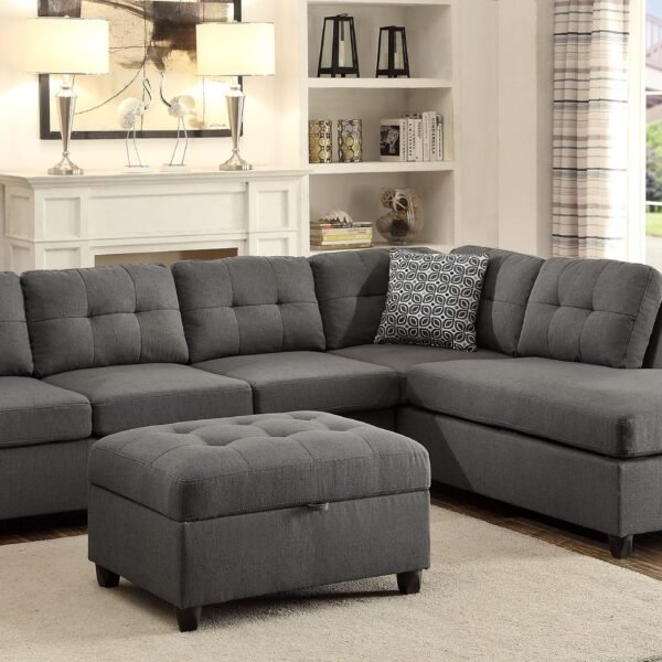 Stonenesse Sectional Sofa with Storage Ottoman Set Grey - Saleem Furniture Mart