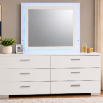 Felicity 6-Drawer Dresser with LED Mirror in White High Gloss - 203503ML