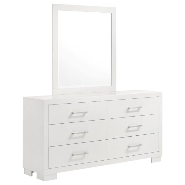Jessica 6-drawer Dresser with Mirror Snow White | White Dresser