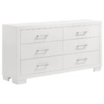 Jessica 6-drawer Dresser with Mirror Snow White | White Dresser - Image 7