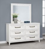 Marielle 6-drawer Dresser with Mirror Distressed White Dresser - Image 7
