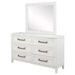 Marielle 6-drawer Dresser with Mirror Distressed White Dresser - Image 6