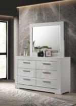 Ives 6-drawer Dresser and Mirror White High Gloss | White Dresser - Image 6