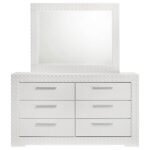 Ives 6-drawer Dresser and Mirror White High Gloss | White Dresser - Image 5
