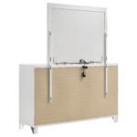 Marmore 9-drawer Dresser and LED Mirror White Dresser - Image 6