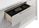 Marmore 9-drawer Dresser and LED Mirror White Dresser - Image 3