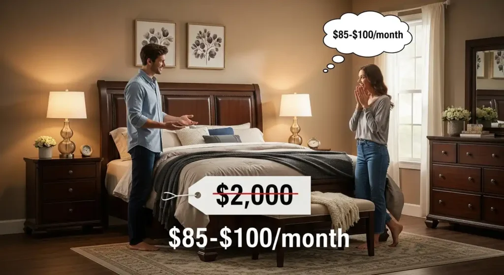 A $2,000 bedroom set might feel out of reach at full price, but becomes manageable at $85-$100 per month.