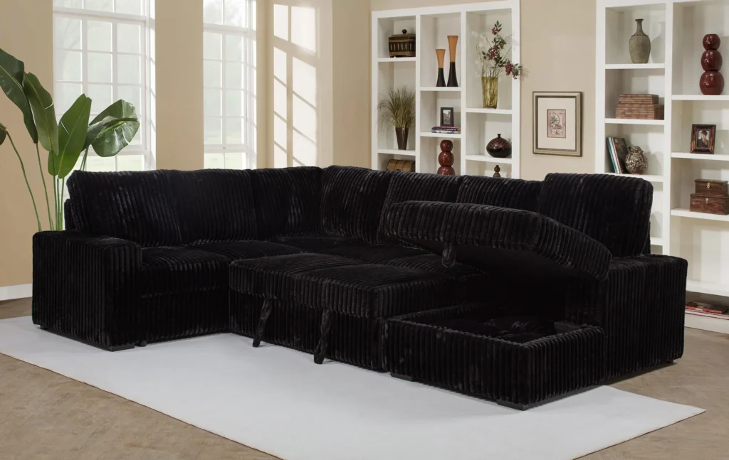 Black Sleeper Couch - Devonshire Sleeper Sectional Sofa (3)