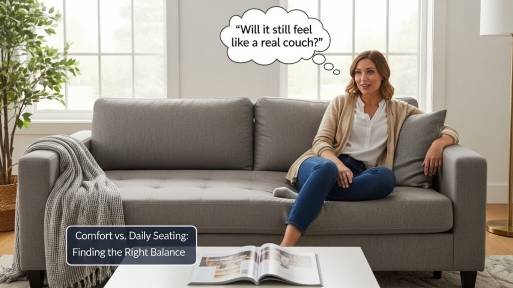 Comfort vs. Daily Seating Finding the Right Balance

One common concern we hear “Will it still feel like a real couch”

A well-built sleeper sofa should

Feel supportive when sitting

Maintain cushion shape over time

Avoid overly stiff seat backs

Modern designs strike a better balance between seating comfort and sleep comfort than older sleeper sofas