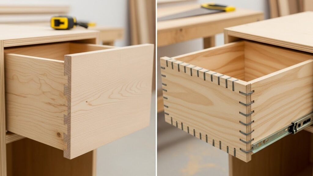 Drawer mechanism comparison dovetail joints vs stapled construction