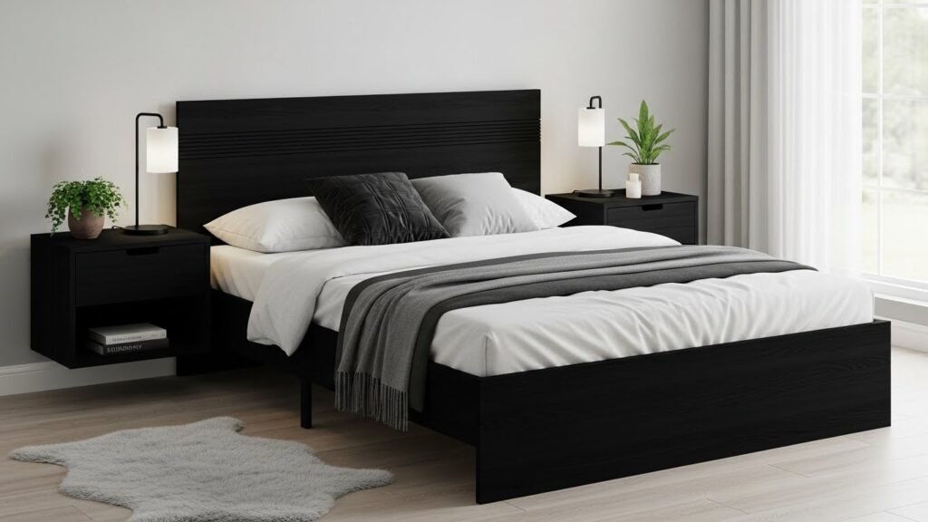 Engineered Wood and MDF Black Bed Sets