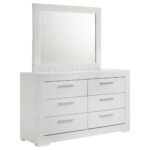 Ives 6-drawer Dresser and Mirror White High Gloss | White Dresser