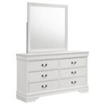 Louis Philippe 6-drawer Dresser and Mirror White Dresser - Image 7