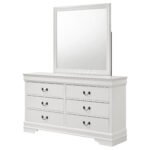 Louis Philippe 6-drawer Dresser and Mirror White Dresser - Image 6