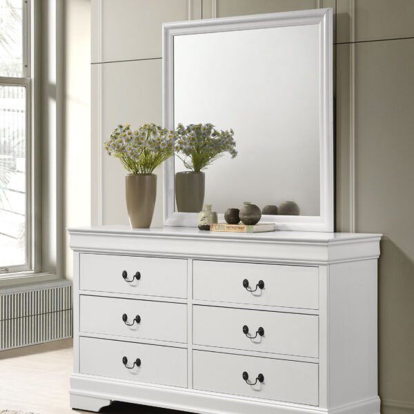 Louis Philippe 6-drawer Dresser and Mirror White Dresser