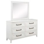 Marielle 6-drawer Dresser with Mirror Distressed White Dresser