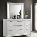 Marmore 9-drawer Dresser And LED Mirror White Dresser