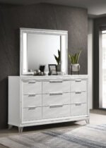 Marmore 9-drawer Dresser And LED Mirror White Dresser