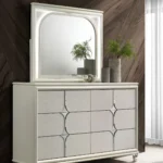 Olivia 6-drawer Dresser and LED Mirror Pearl White | White Dresser