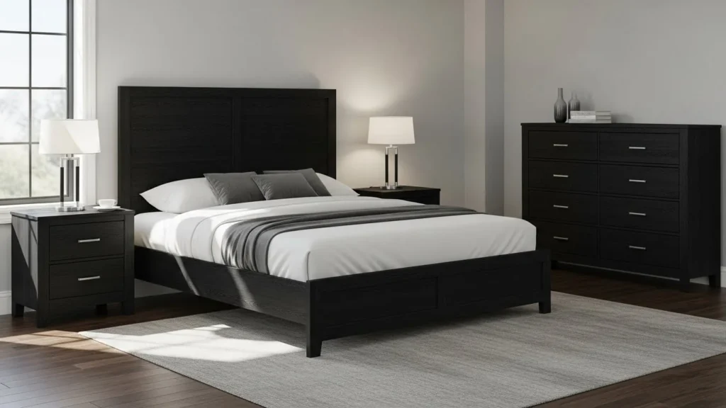 Solid Wood Black Bed Sets