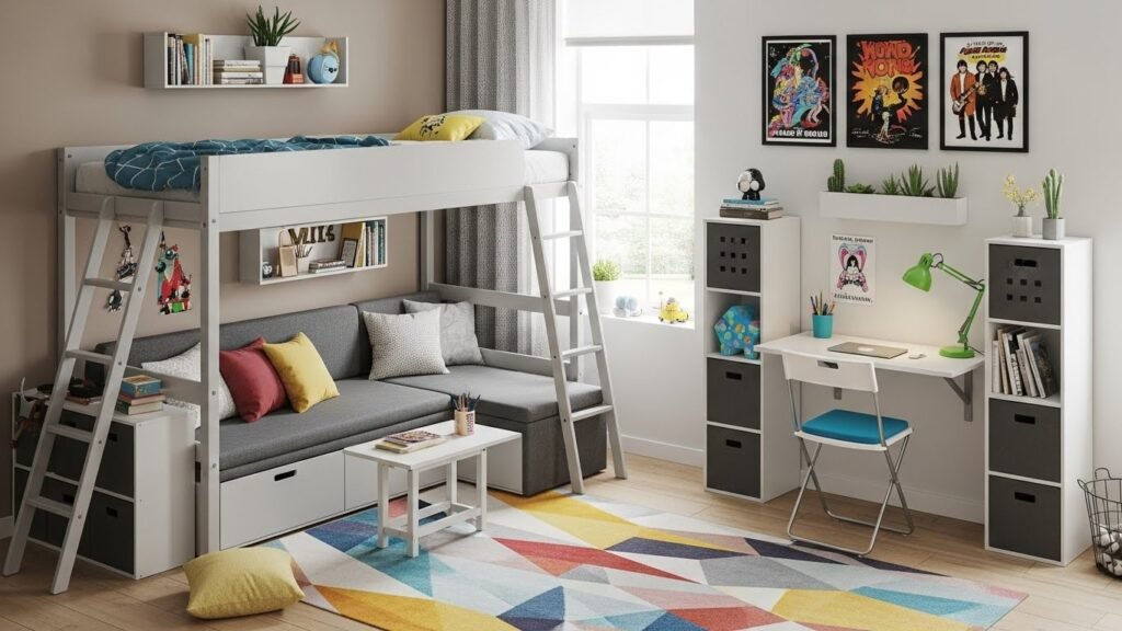Space-saving furniture configurations for small teen bedrooms