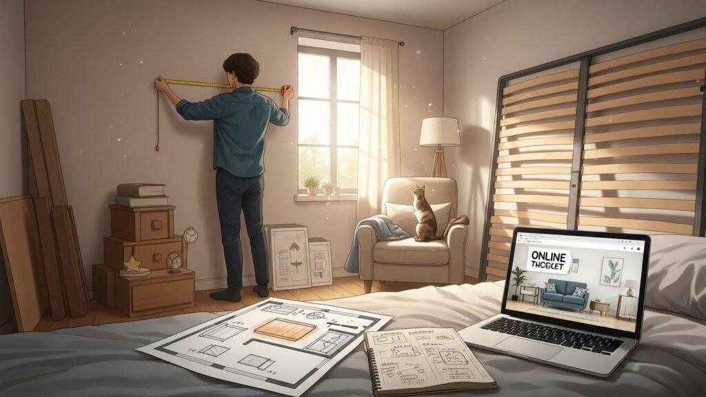 Successfully changing bedroom furniture requires measuring carefully and understanding layout constraints before shopping.