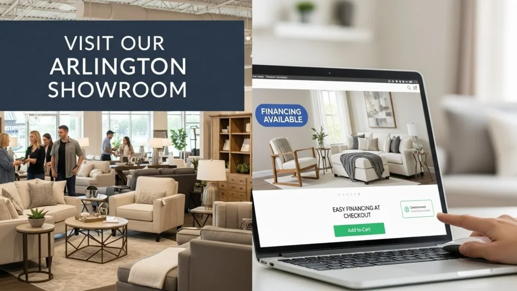 Visit our Arlington showroom to experience the quality in person, or shop online and choose easy financing at checkout.