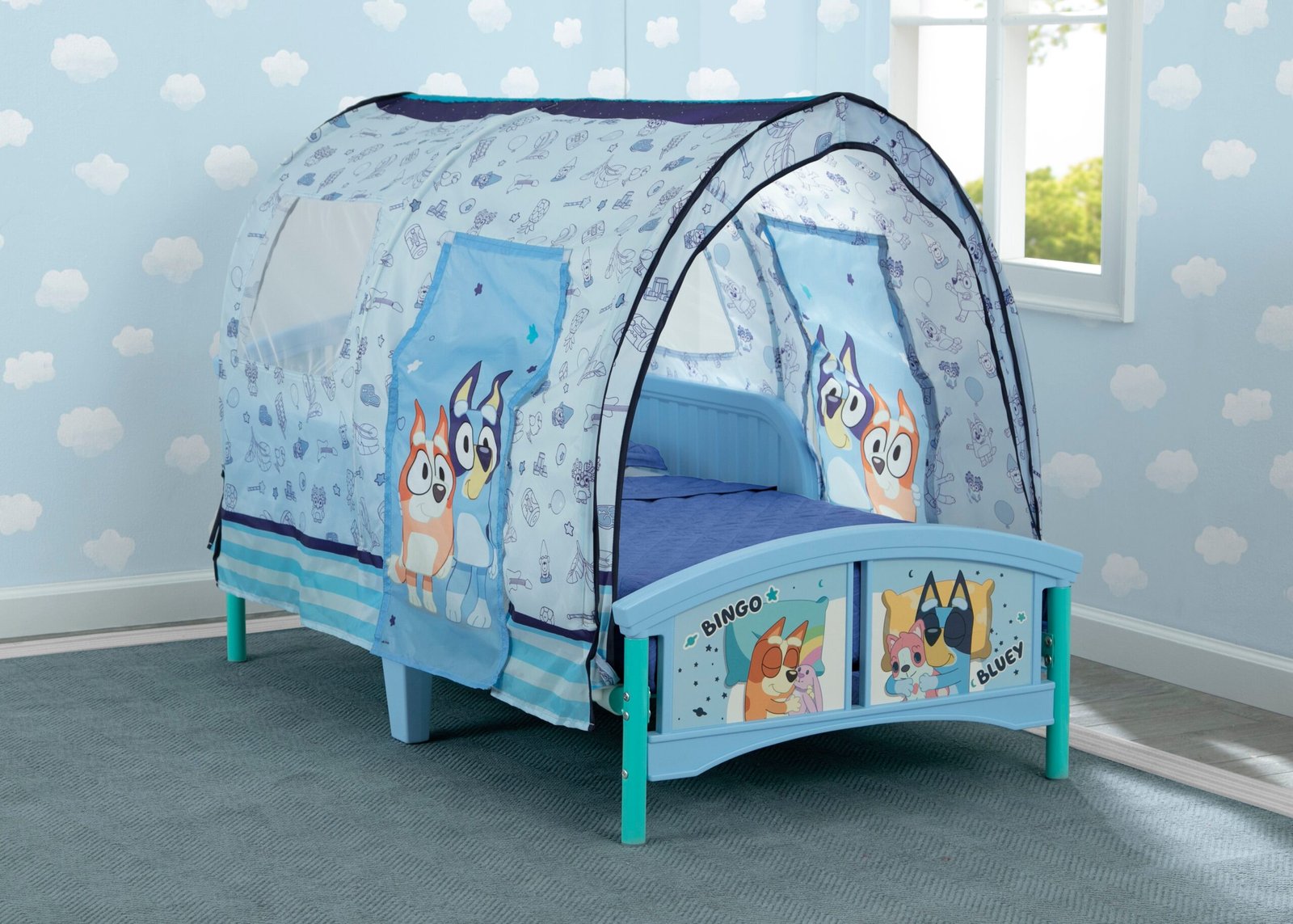Bluey Plastic Toddler Bed with Tent Bluey Plastic Toddler Bed with Tent