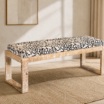 Aiden 914138 Fabric Upholstered Accent Bench - Distressed White