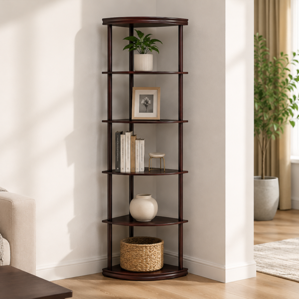 Bonwick 800279 72-inch 5-shelf Corner Bookshelf - Cappuccino
