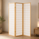 Carrie 4621 3-Panel Room Divider Folding Shoji Screen - Natural