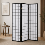 Carrie 4622 3-Panel Room Divider Folding Shoji Screen - Black