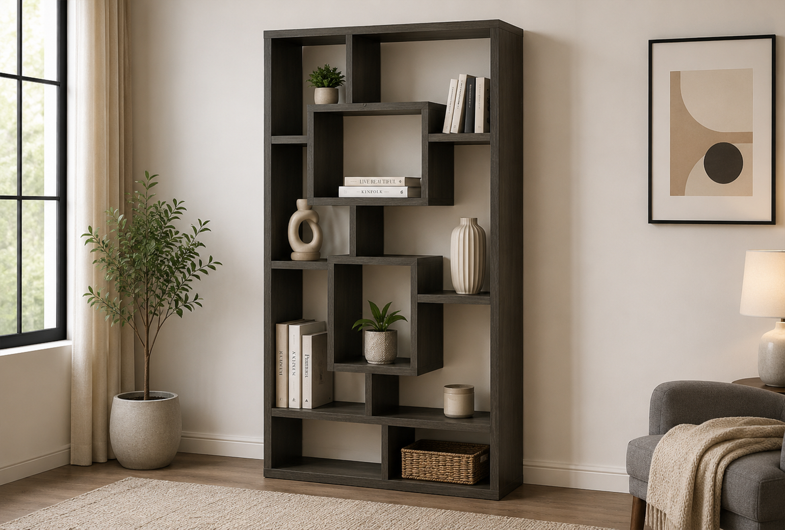 Corey-800512-71-inch-8-shelf-Bookshelf-–-Weathered-Grey Corey 800512 71-inch 8-shelf Bookshelf - Weathered Grey - Image 1