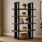 Danbrook 882036 71-inch 4-shelf Bookshelf - Black and Aged Walnut