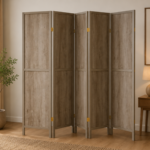 Deepika 961415 4-Panel Room Divider Folding Screen - Grey Driftwood