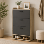 Denia 950404 3-tier Engineered Wood Shoe Cabinet - Grey