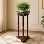 Edie 3315 Round Marble Top Accent Side Table - Merlot