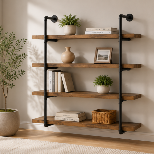Elmcrest 804417 39-inch 4-shelf Wall Bookshelf - Rustic Oak