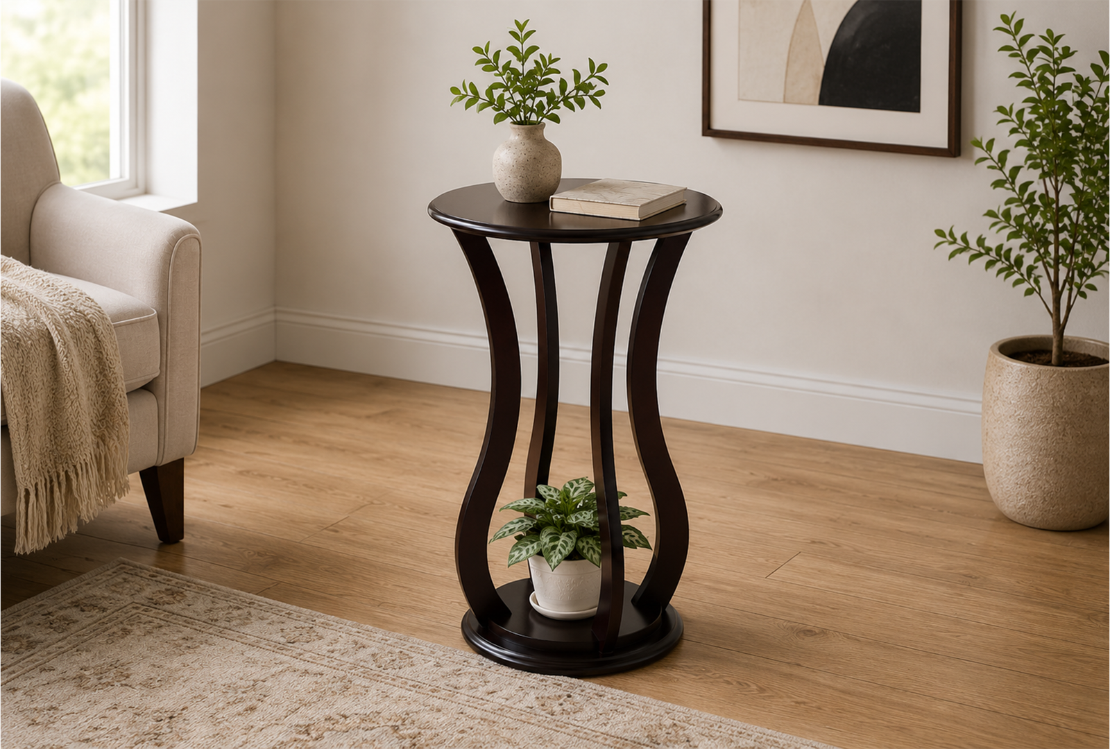 Elton-900934-Round-Wood-Top-Accent-Side-Table-–-Cherry Elton 900934 Round Wood Top Accent Side Table - Cherry - Image 1